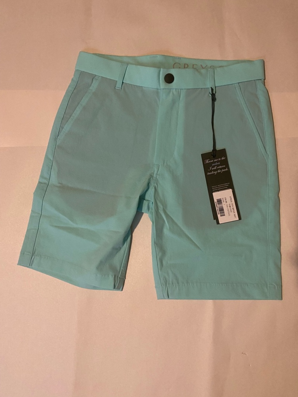 Greyson Light Teal Boys Flat Front Performance Shorts Size 7 - Picture 2 of 10
